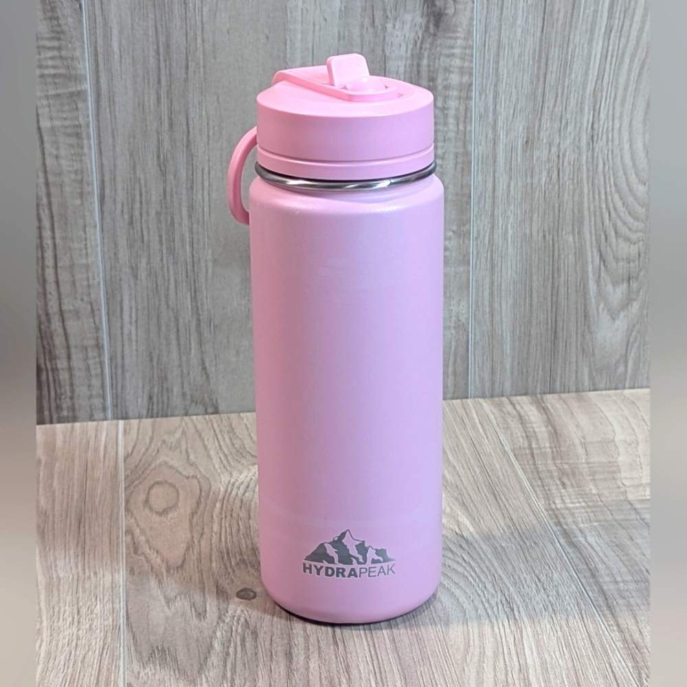Hydrapeak Mini 20oz Kids Water Bottle with Straw Lid, Stainless Steel PINK
